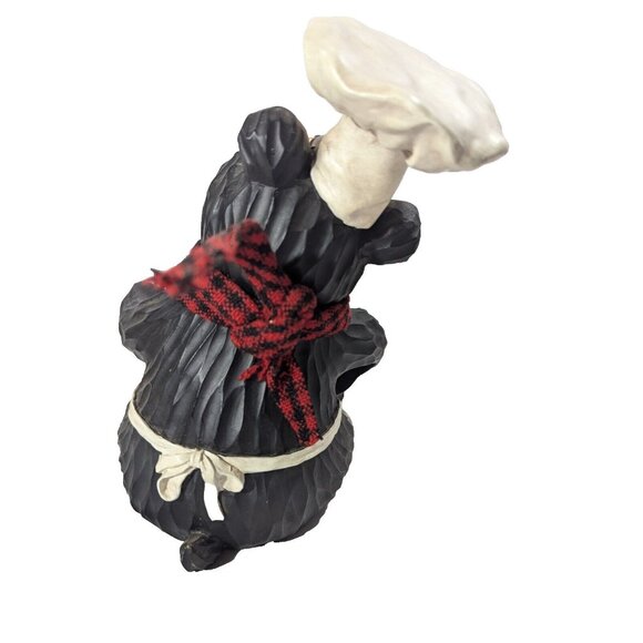 Chef Black Bear Wine Bottle Holder Hat Apron Buffalo Fabric Red Black Scarf 8-in - Picture 2 of 7